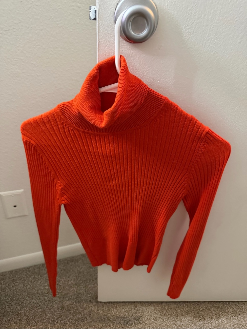 Zara Bright Orange Ribbed Turtleneck Sweater